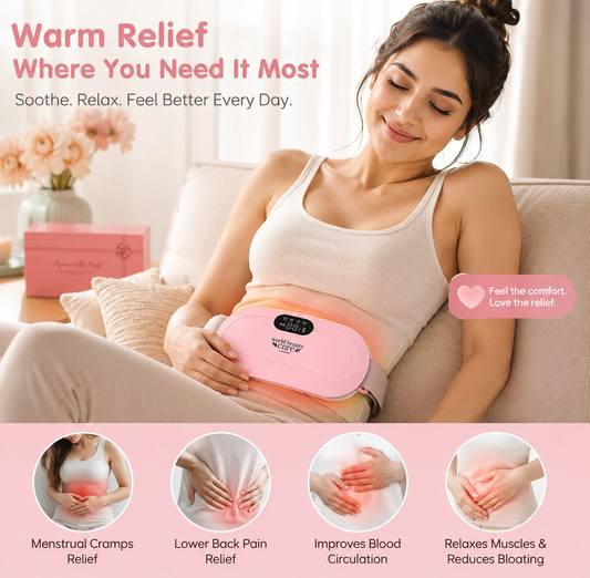 Nichemart™ ThermoRelief Pro – Rechargeable Electric Heating Belt for Period Cramps, Lower Back, Waist & Abdominal Pain Relief